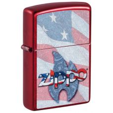 Зажигалка Zippo Flag Candy Apple Red